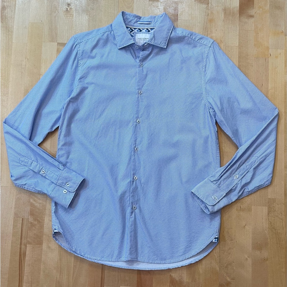 Cactus Man Ricky Singh Men's Blue Patterned Button Down Shirt